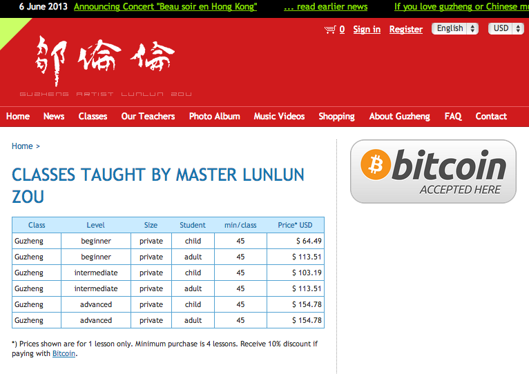 Lunlun Zou Guzheng Studio: First Hong Kong Business to Accept Bitcoin